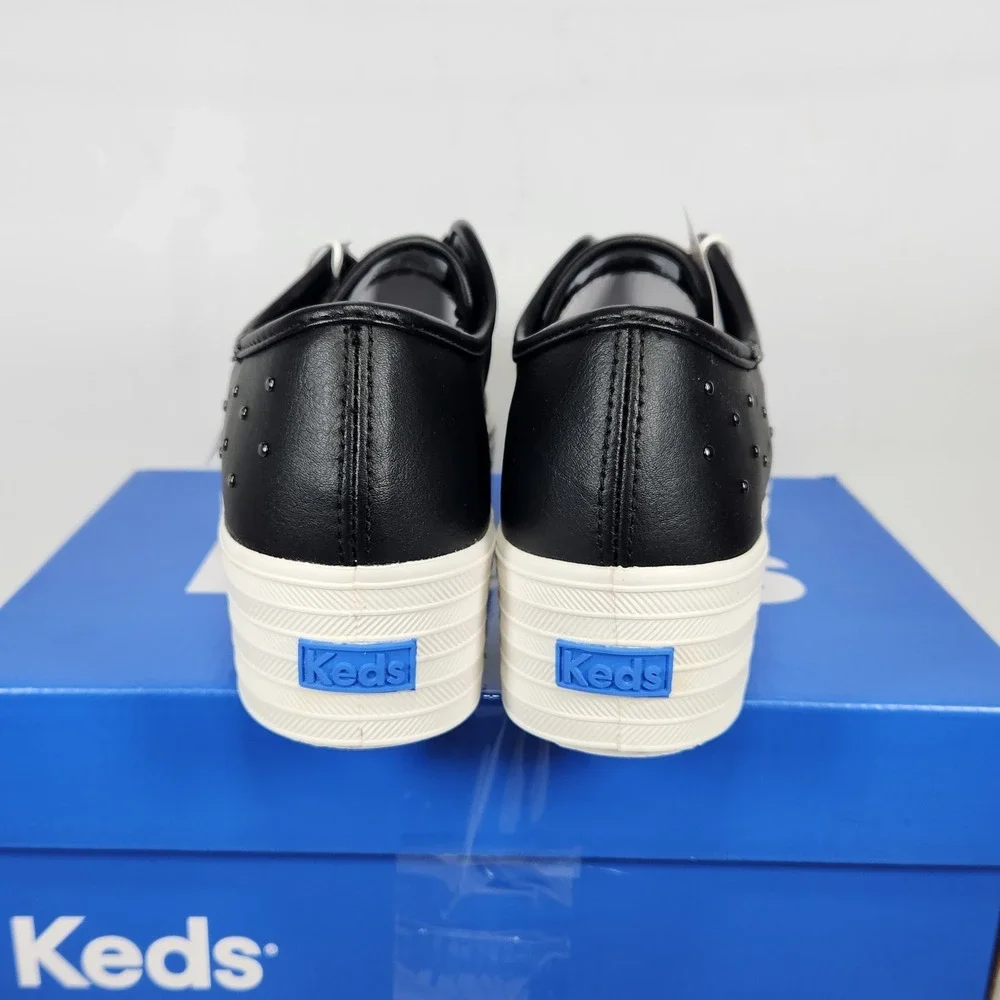 Keds Triple Up Light Sneaker Womens Size 6.5 Black Leather Platform Studded